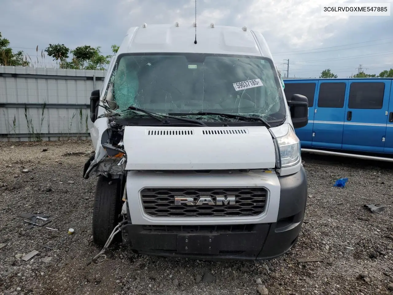 2021 Ram Promaster 2500 2500 High VIN: 3C6LRVDGXME547885 Lot: 59037185