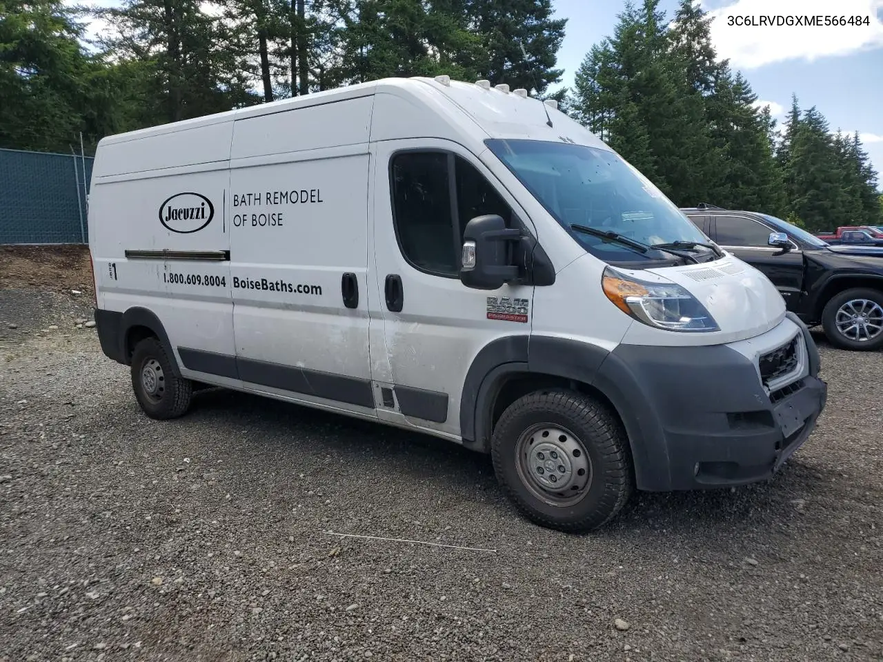 2021 Ram Promaster 2500 2500 High VIN: 3C6LRVDGXME566484 Lot: 63607435