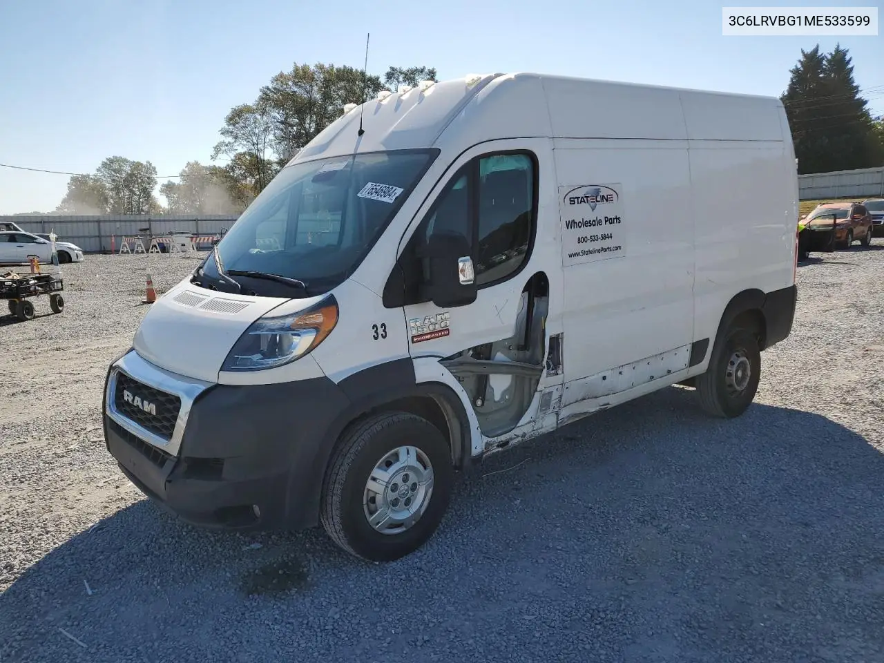 2021 Ram Promaster 1500 1500 High VIN: 3C6LRVBG1ME533599 Lot: 76546984