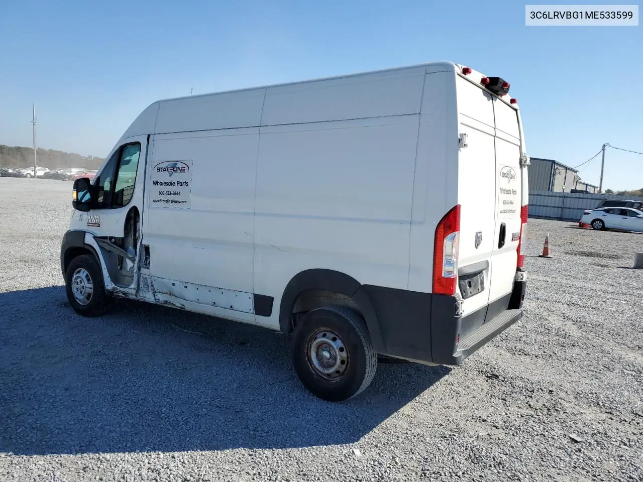 2021 Ram Promaster 1500 1500 High VIN: 3C6LRVBG1ME533599 Lot: 76546984