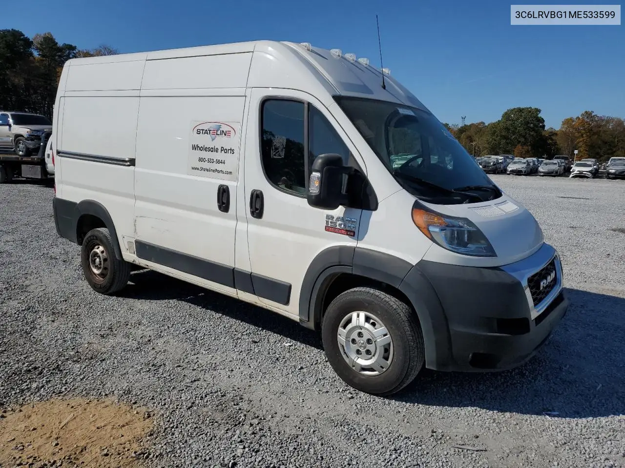 2021 Ram Promaster 1500 1500 High VIN: 3C6LRVBG1ME533599 Lot: 76546984