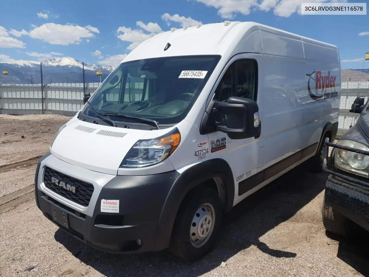 2022 Ram Promaster 2500 2500 High VIN: 3C6LRVDG3NE116578 Lot: 56675435