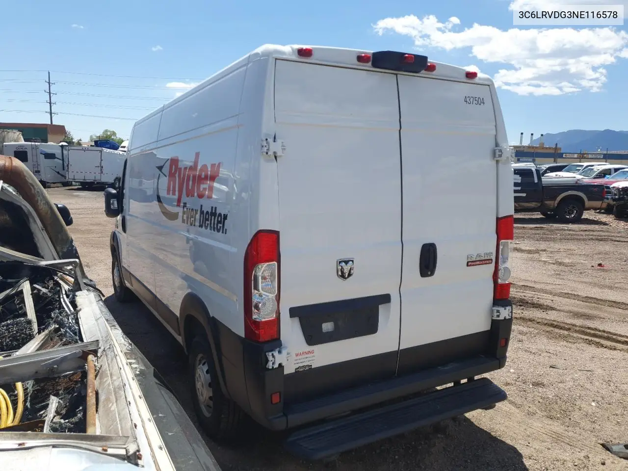 2022 Ram Promaster 2500 2500 High VIN: 3C6LRVDG3NE116578 Lot: 56675435