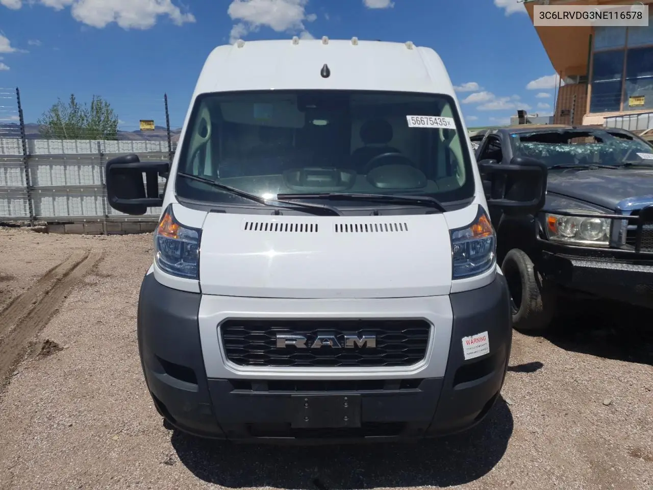 2022 Ram Promaster 2500 2500 High VIN: 3C6LRVDG3NE116578 Lot: 56675435