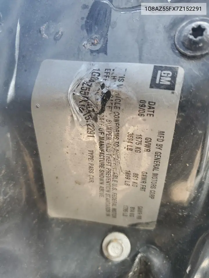 2007 Saturn Ion Level 2 VIN: 1G8AZ55FX7Z152291 Lot: 54746825