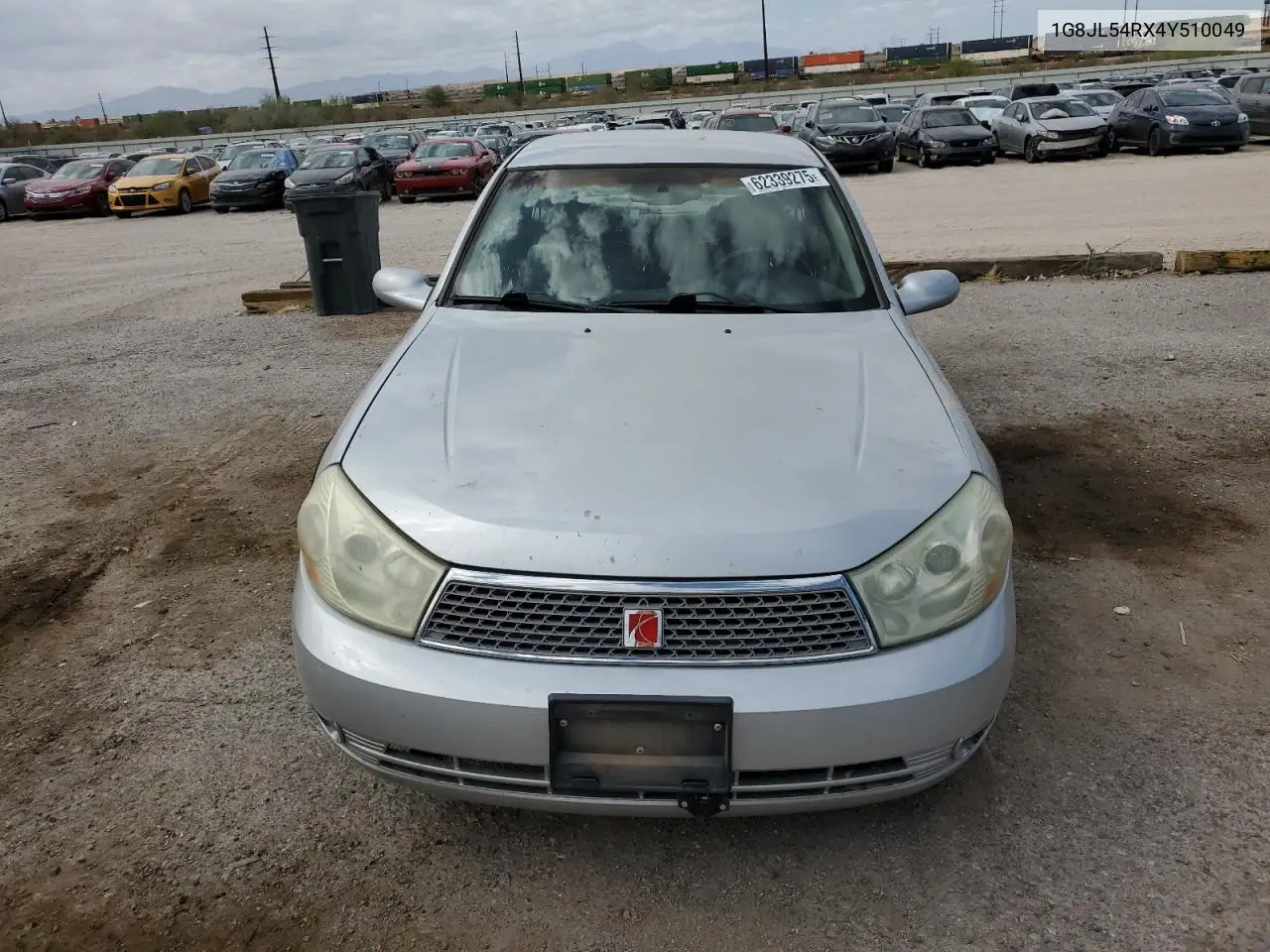 2004 Saturn L300 Level 3 VIN: 1G8JL54RX4Y510049 Lot: 62339275