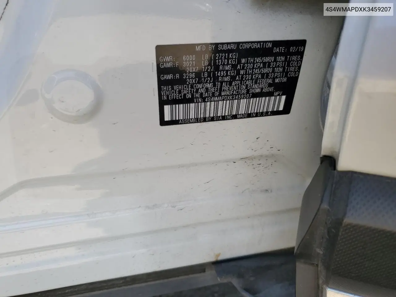 2019 Subaru Ascent Limited VIN: 4S4WMAPDXK3459207 Lot: 56994405