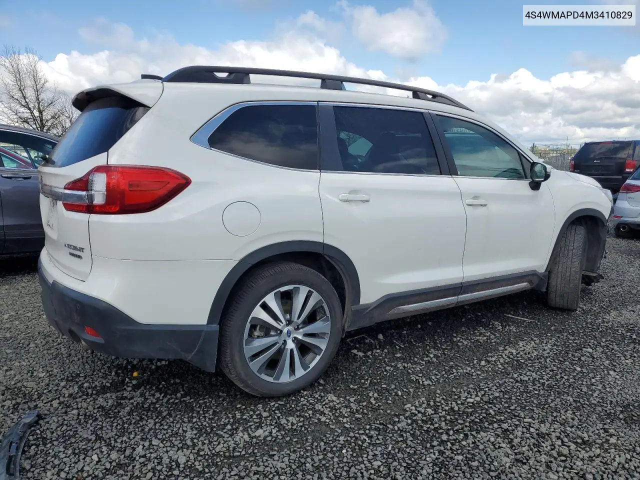2021 Subaru Ascent Limited VIN: 4S4WMAPD4M3410829 Lot: 50929075