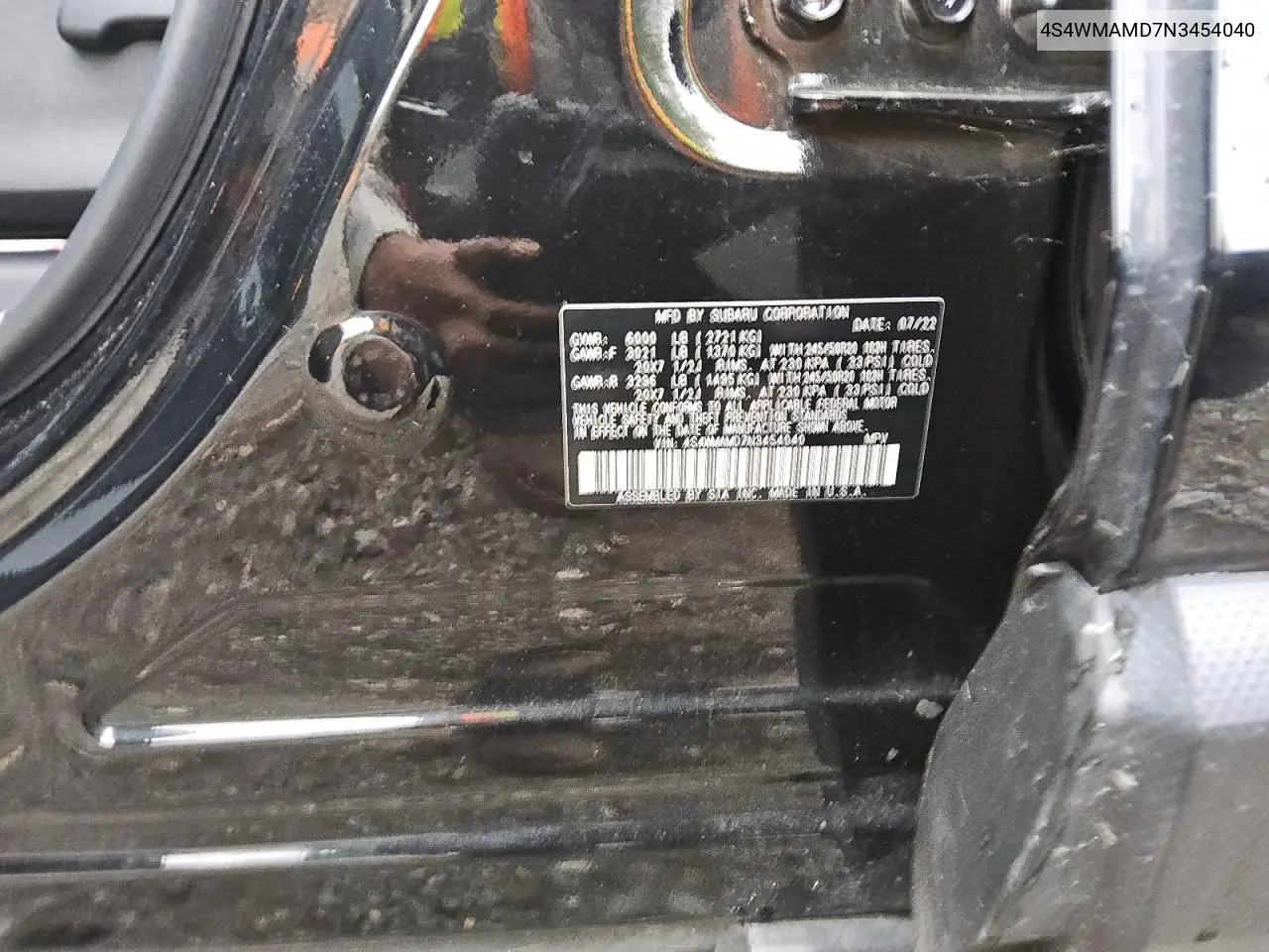 2022 Subaru Ascent Limited VIN: 4S4WMAMD7N3454040 Lot: 62773405