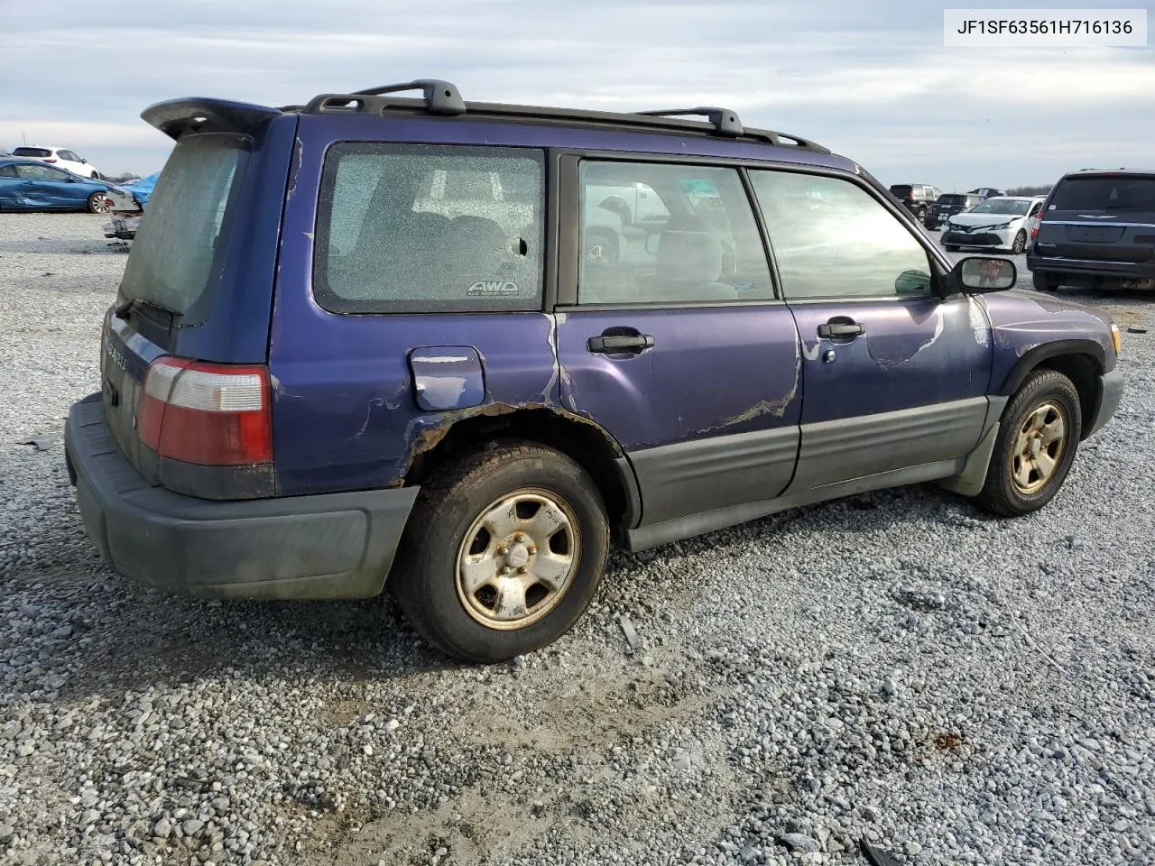 2001 Subaru Forester L VIN: JF1SF63561H716136 Lot: 42360735