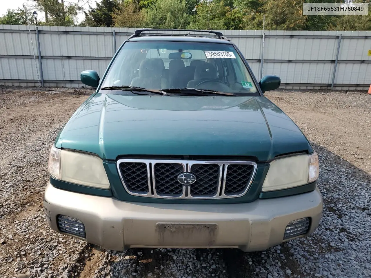2001 Subaru Forester S VIN: JF1SF65531H760849 Lot: 59563765