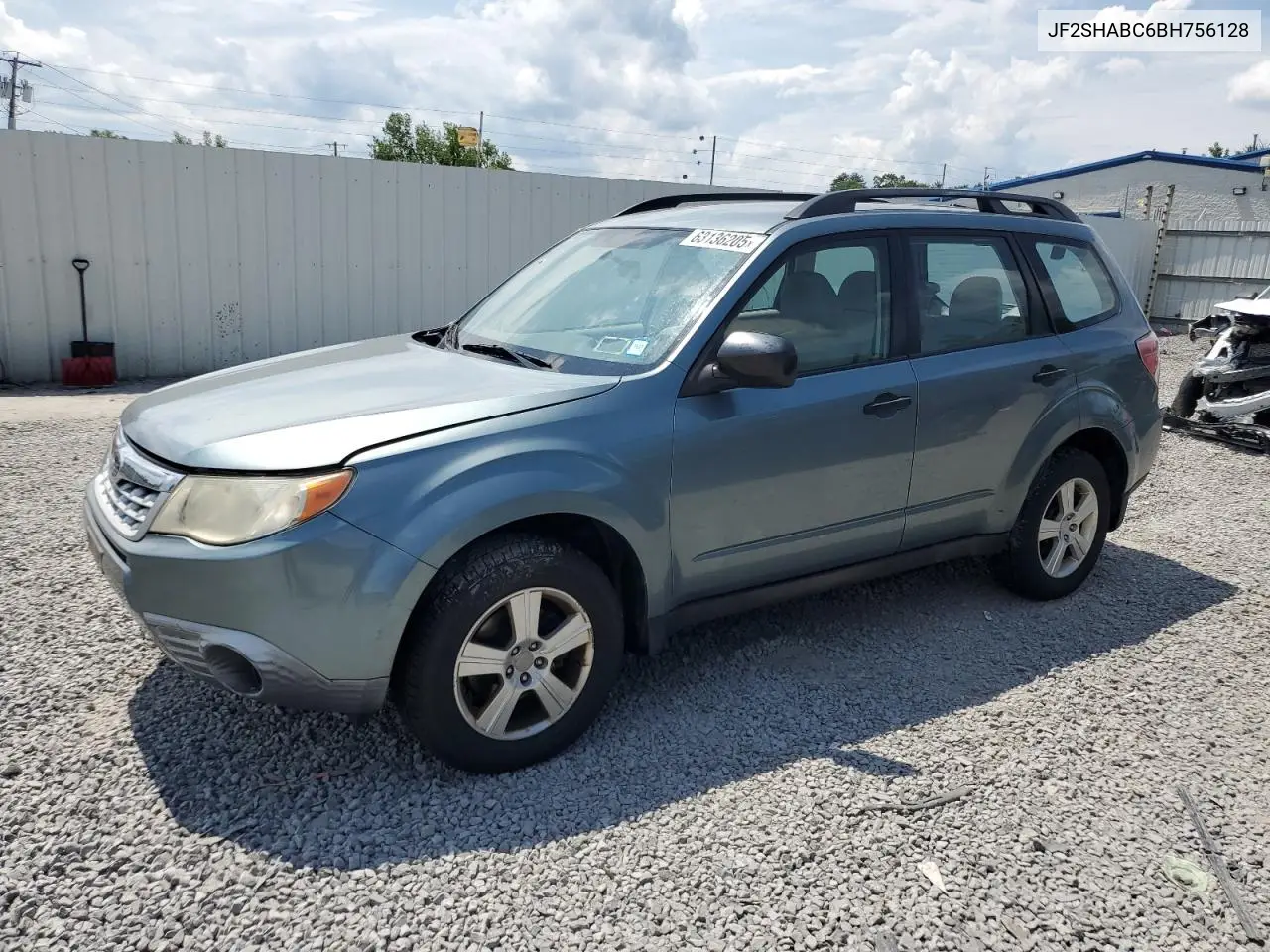 2011 Subaru Forester 2.5X VIN: JF2SHABC6BH756128 Lot: 63136205