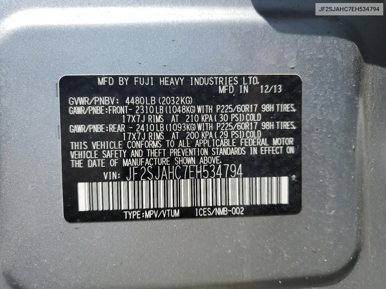 2014 Subaru Forester 2.5I Limited VIN: JF2SJAHC7EH534794 Lot: 55652595