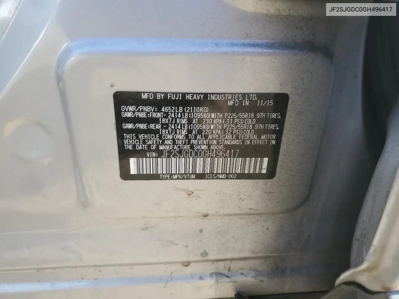 2016 Subaru Forester 2.0Xt Premium VIN: JF2SJGDC0GH496417 Lot: 57509405