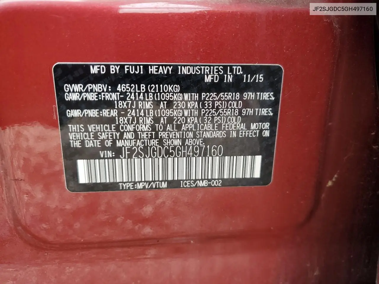 2016 Subaru Forester 2.0Xt Premium VIN: JF2SJGDC5GH497160 Lot: 58459345