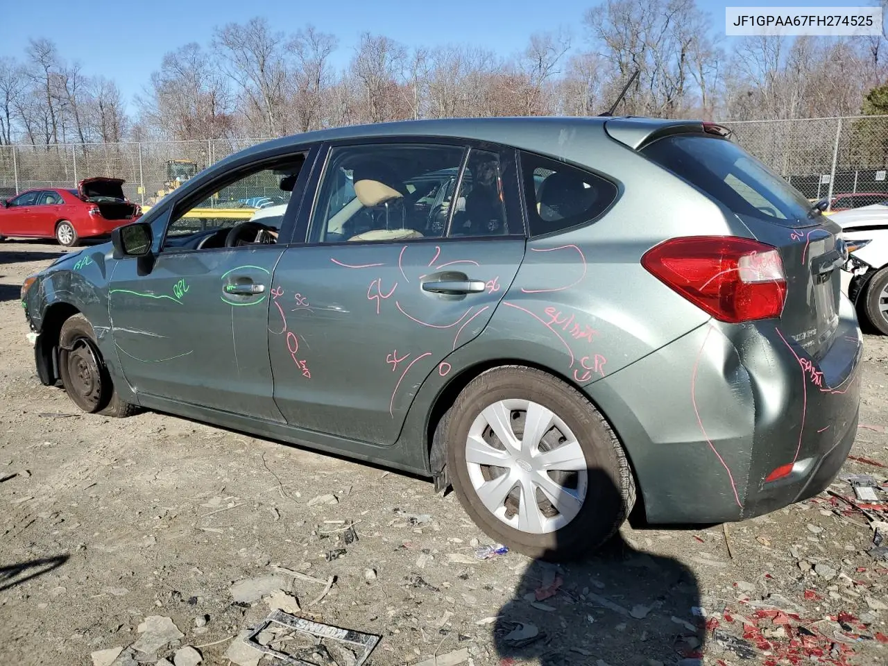 2015 Subaru Impreza VIN: JF1GPAA67FH274525 Lot: 49233955