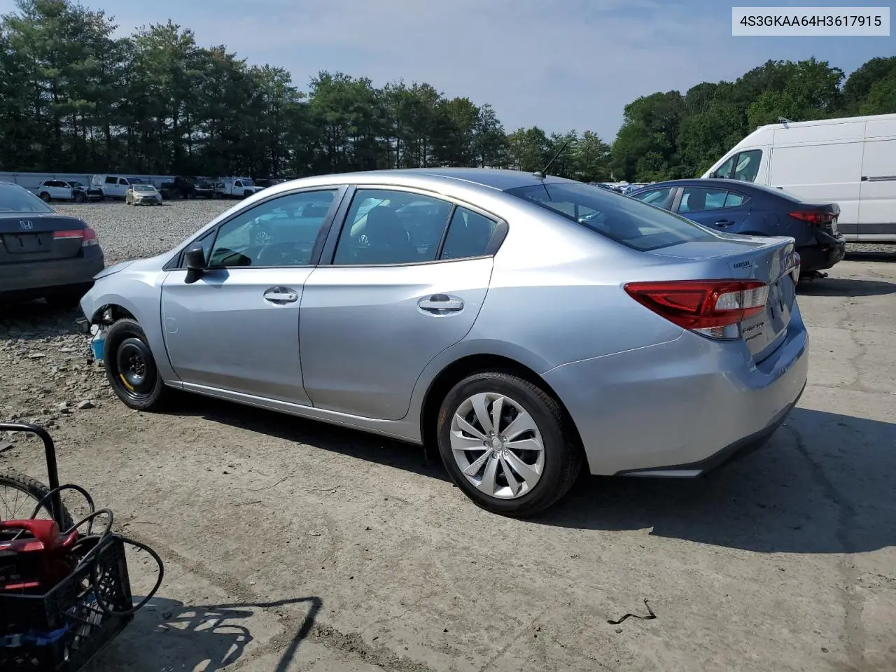 2017 Subaru Impreza VIN: 4S3GKAA64H3617915 Lot: 62479575