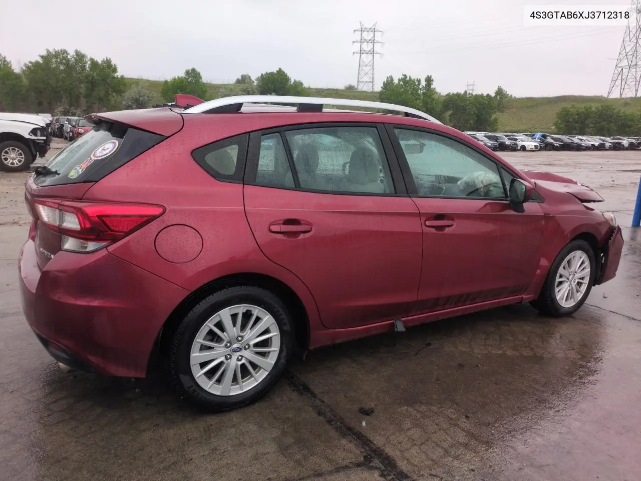 2018 Subaru Impreza Premium VIN: 4S3GTAB6XJ3712318 Lot: 59523415