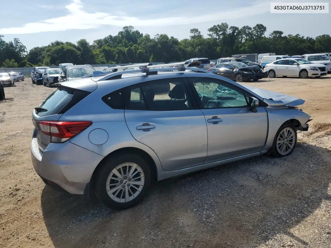 2018 Subaru Impreza Premium Plus VIN: 4S3GTAD60J3713751 Lot: 62920875