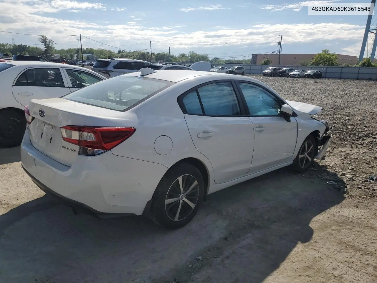 2019 Subaru Impreza Premium VIN: 4S3GKAD60K3615548 Lot: 55746875
