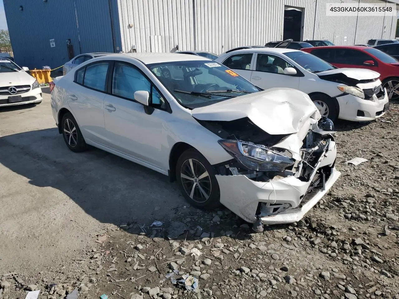 2019 Subaru Impreza Premium VIN: 4S3GKAD60K3615548 Lot: 55746875