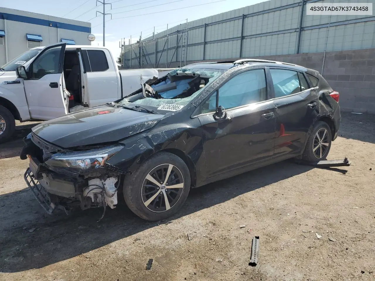 2019 Subaru Impreza Premium VIN: 4S3GTAD67K3743458 Lot: 62363985