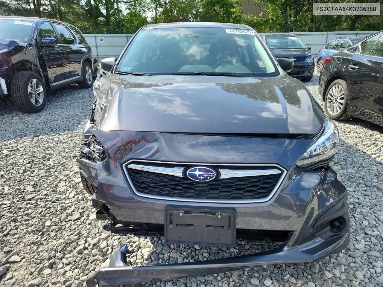 2019 Subaru Impreza VIN: 4S3GTAA64K3736388 Lot: 62708005