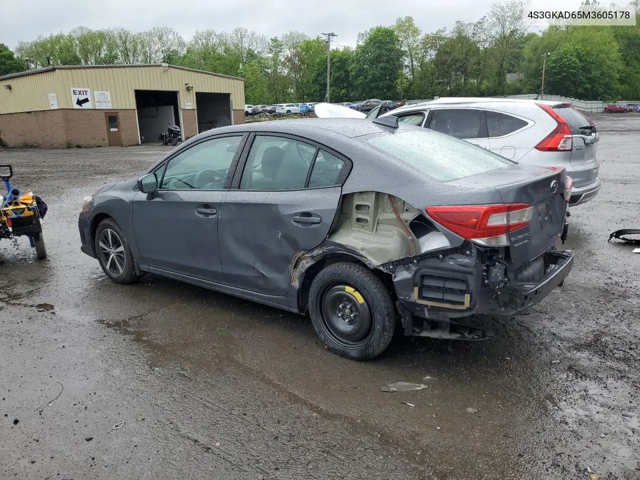 2021 Subaru Impreza Premium VIN: 4S3GKAD65M3605178 Lot: 56871975