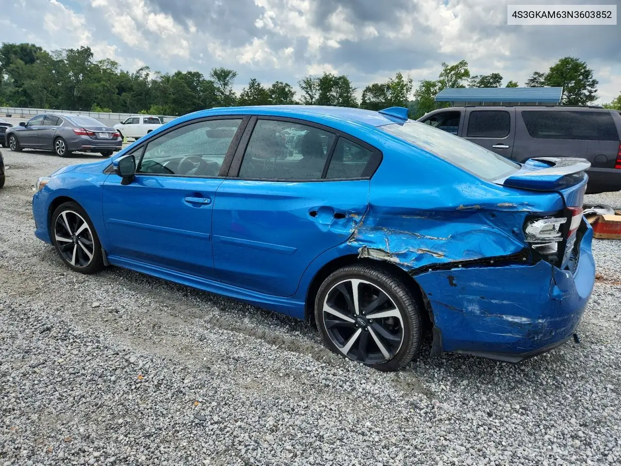 2022 Subaru Impreza Sport VIN: 4S3GKAM63N3603852 Lot: 62514665