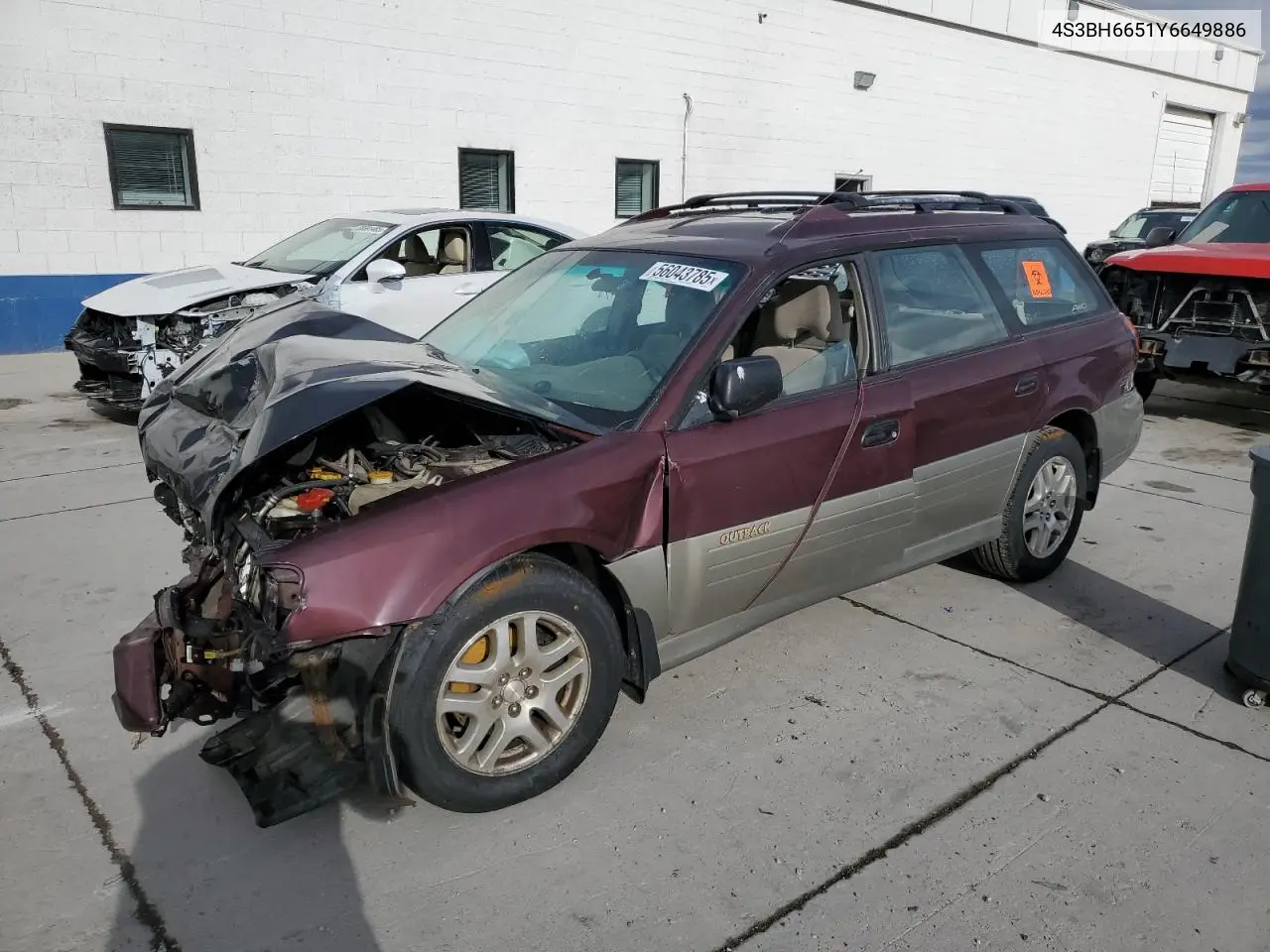 2000 Subaru Legacy Outback VIN: 4S3BH6651Y6649886 Lot: 56043785