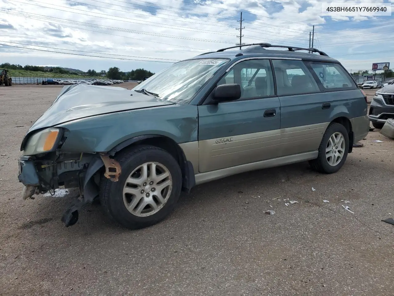 2000 Subaru Legacy Outback VIN: 4S3BH6651Y7669940 Lot: 61820545