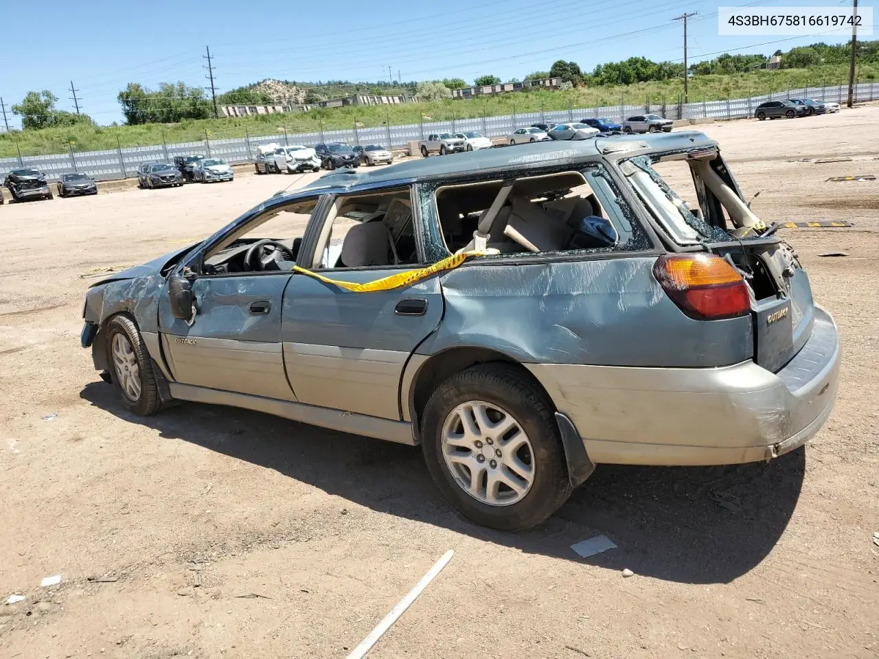 2001 Subaru Legacy Outback Awp VIN: 4S3BH675816619742 Lot: 61595395