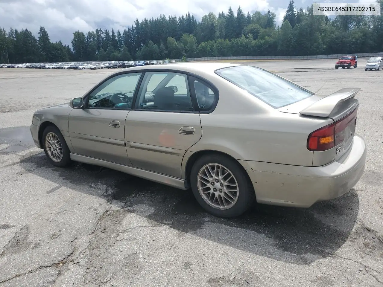2001 Subaru Legacy Gt VIN: 4S3BE645317202715 Lot: 62596845