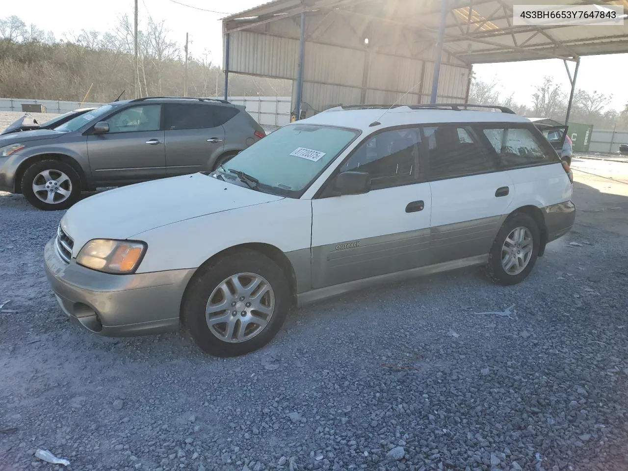 2001 Subaru Legacy Outback VIN: 4S3BH6653Y7647843 Lot: 87720375