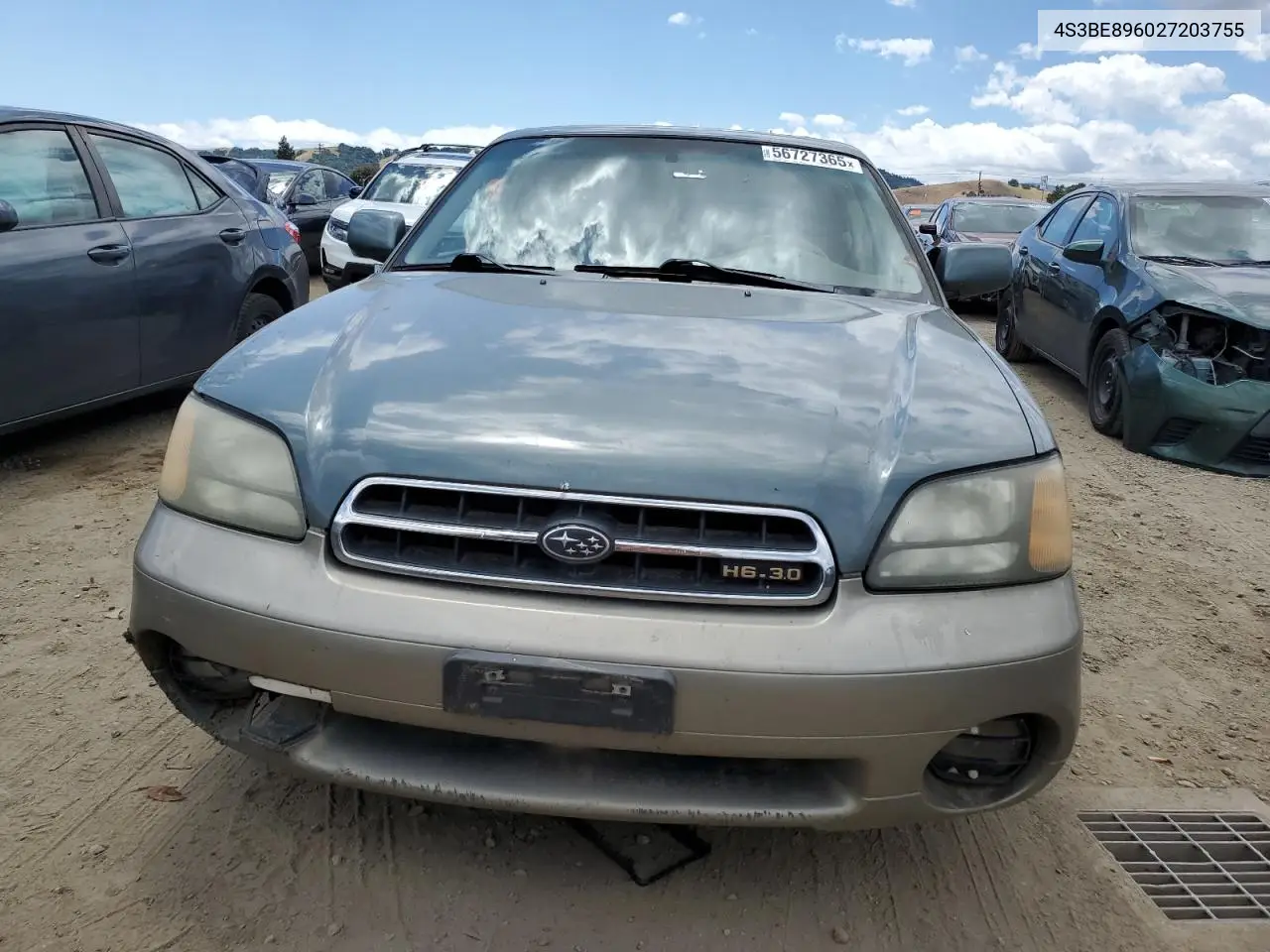 2002 Subaru Legacy Outback 3.0 H6 VIN: 4S3BE896027203755 Lot: 56727365