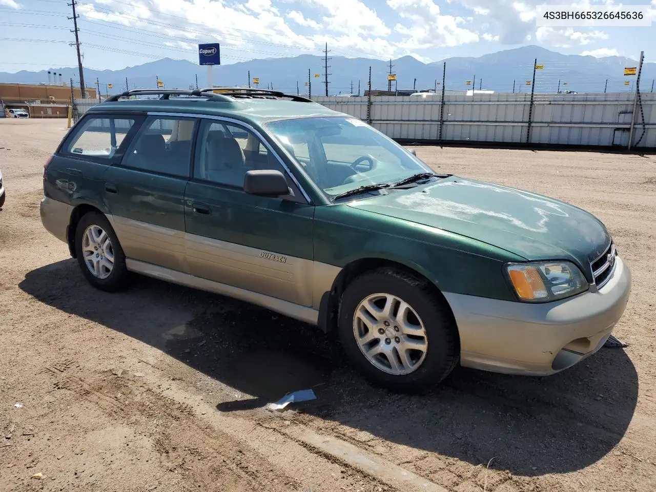 2002 Subaru Legacy Outback VIN: 4S3BH665326645636 Lot: 61762555