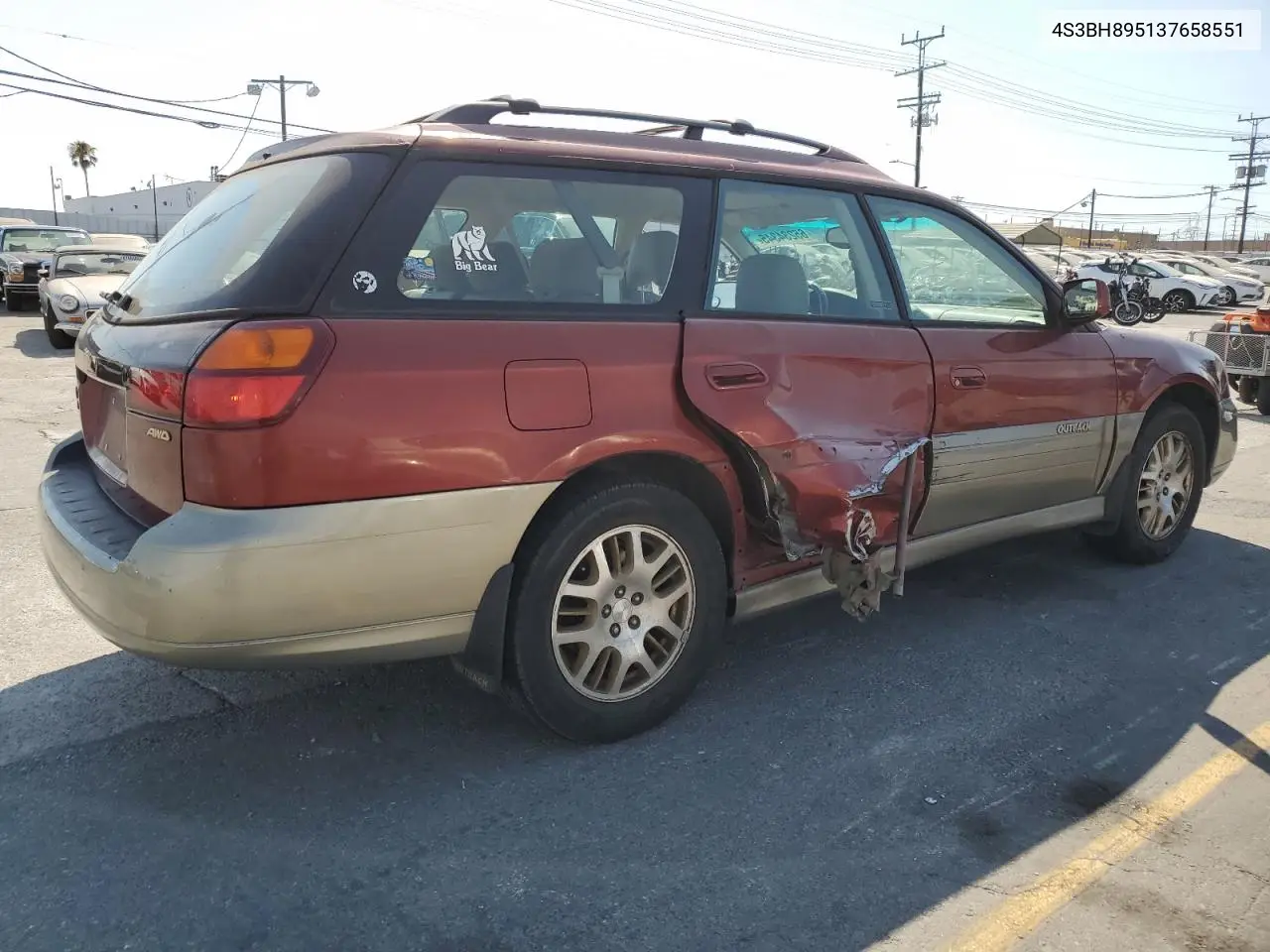 2003 Subaru Legacy Outback H6 3.0 Special VIN: 4S3BH895137658551 Lot: 65234345