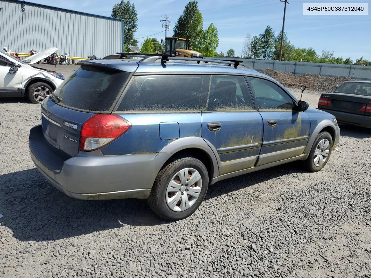 2008 Subaru Outback VIN: 4S4BP60C387312040 Lot: 56409975
