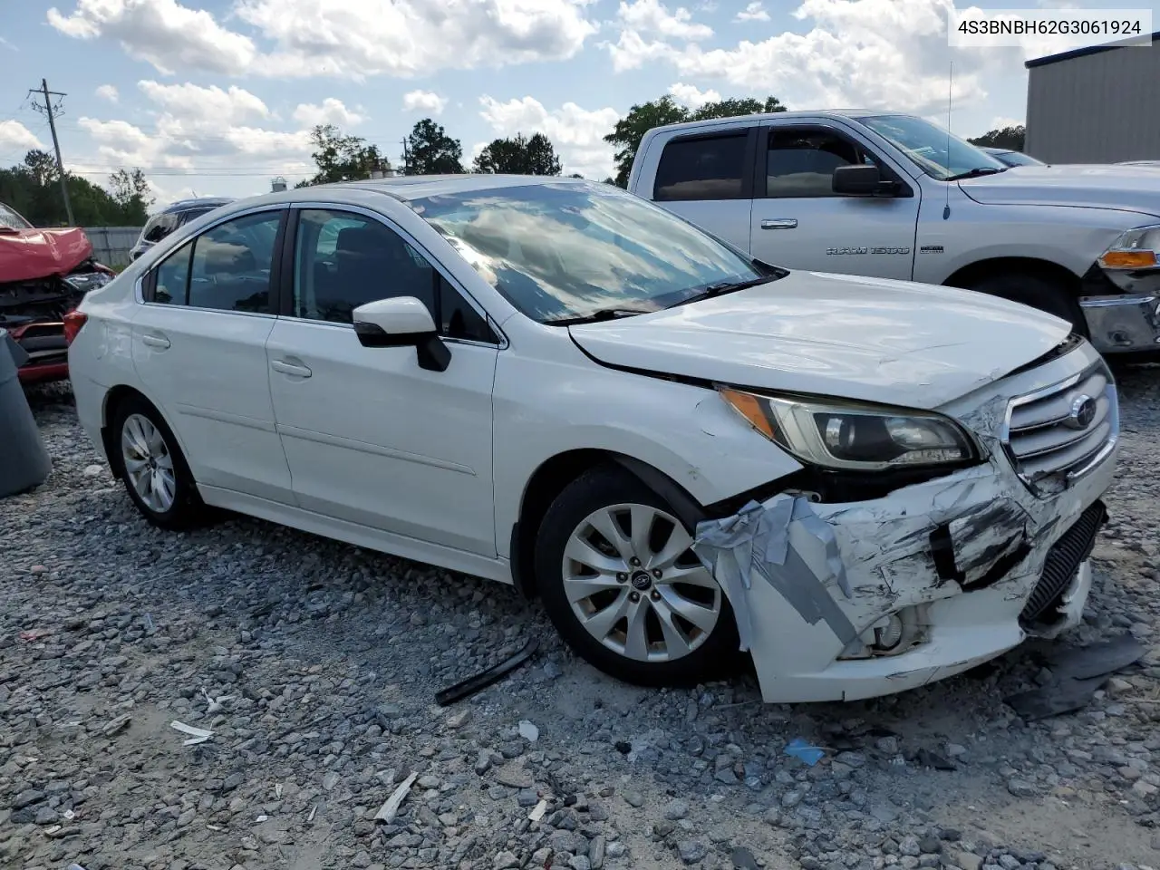 2016 Subaru Legacy 2.5I Premium VIN: 4S3BNBH62G3061924 Lot: 45290195