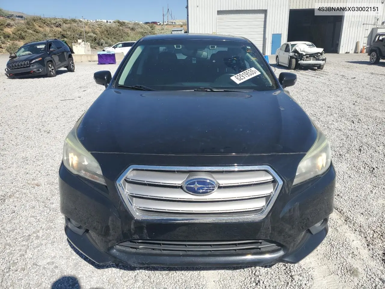 2016 Subaru Legacy 2.5I Limited VIN: 4S3BNAN6XG3002151 Lot: 62919535