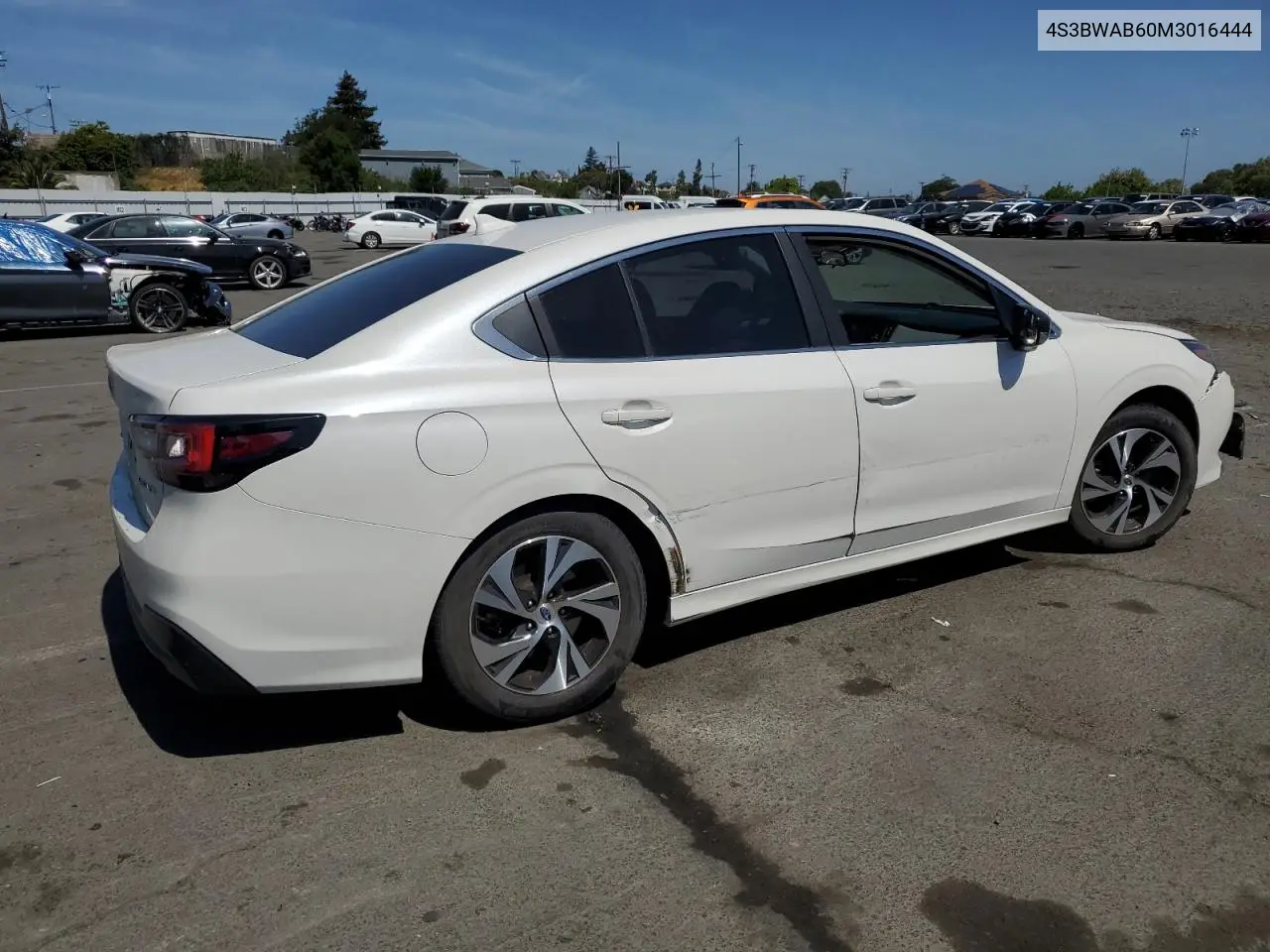 2021 Subaru Legacy VIN: 4S3BWAB60M3016444 Lot: 54956435