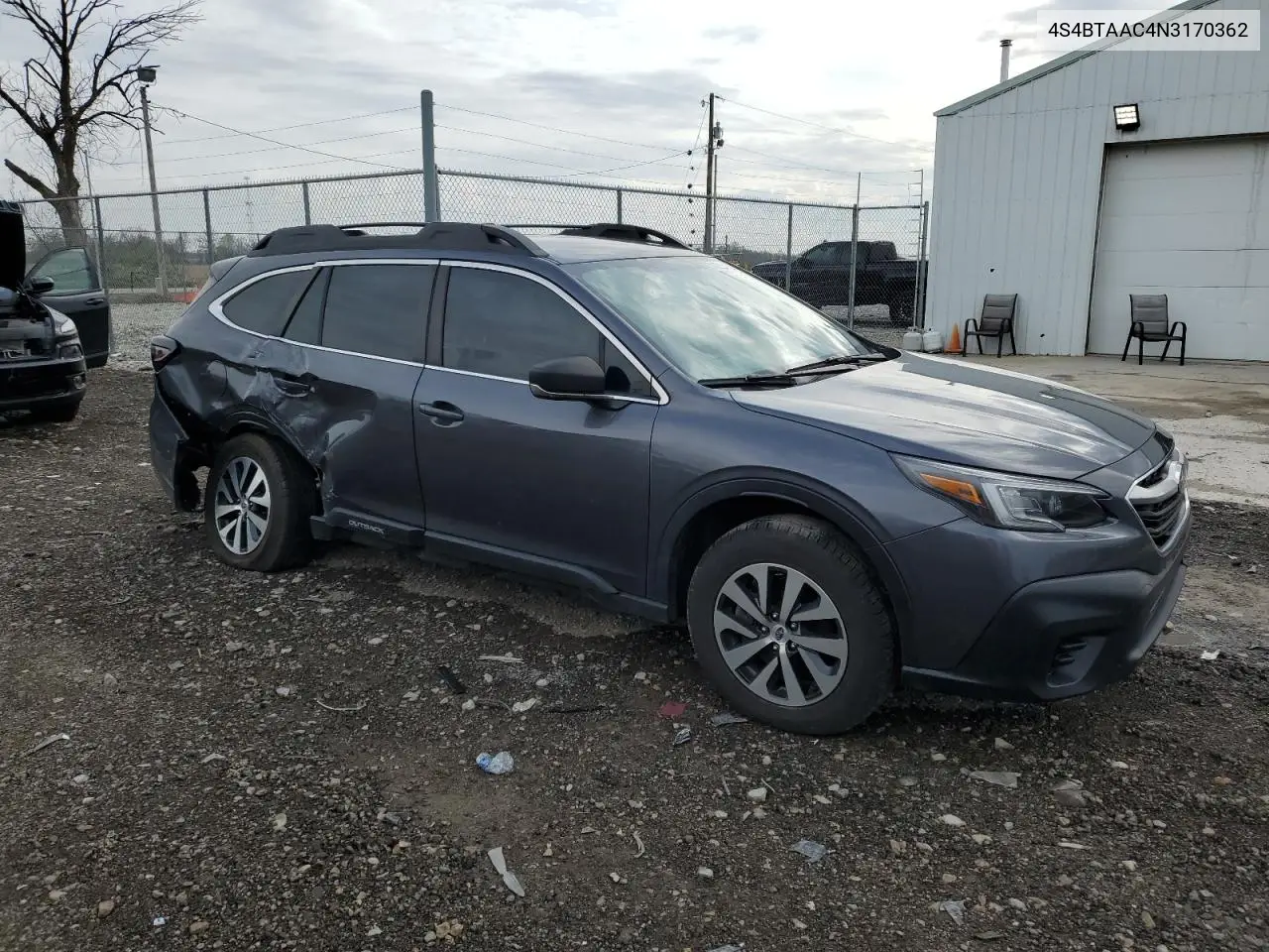2022 Subaru Outback VIN: 4S4BTAAC4N3170362 Lot: 54386715