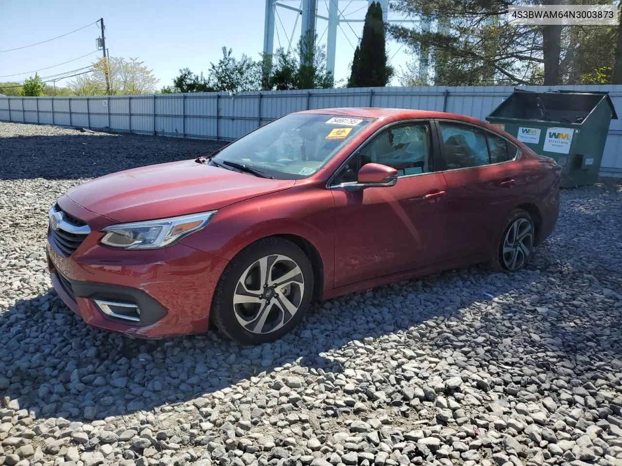 2022 Subaru Legacy Limited VIN: 4S3BWAM64N3003873 Lot: 54691795