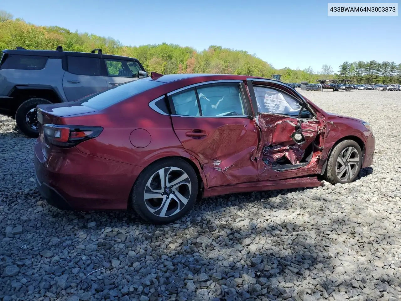 2022 Subaru Legacy Limited VIN: 4S3BWAM64N3003873 Lot: 54691795