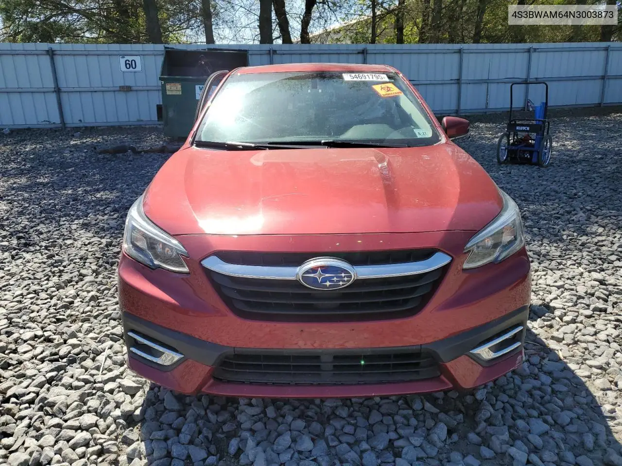 2022 Subaru Legacy Limited VIN: 4S3BWAM64N3003873 Lot: 54691795