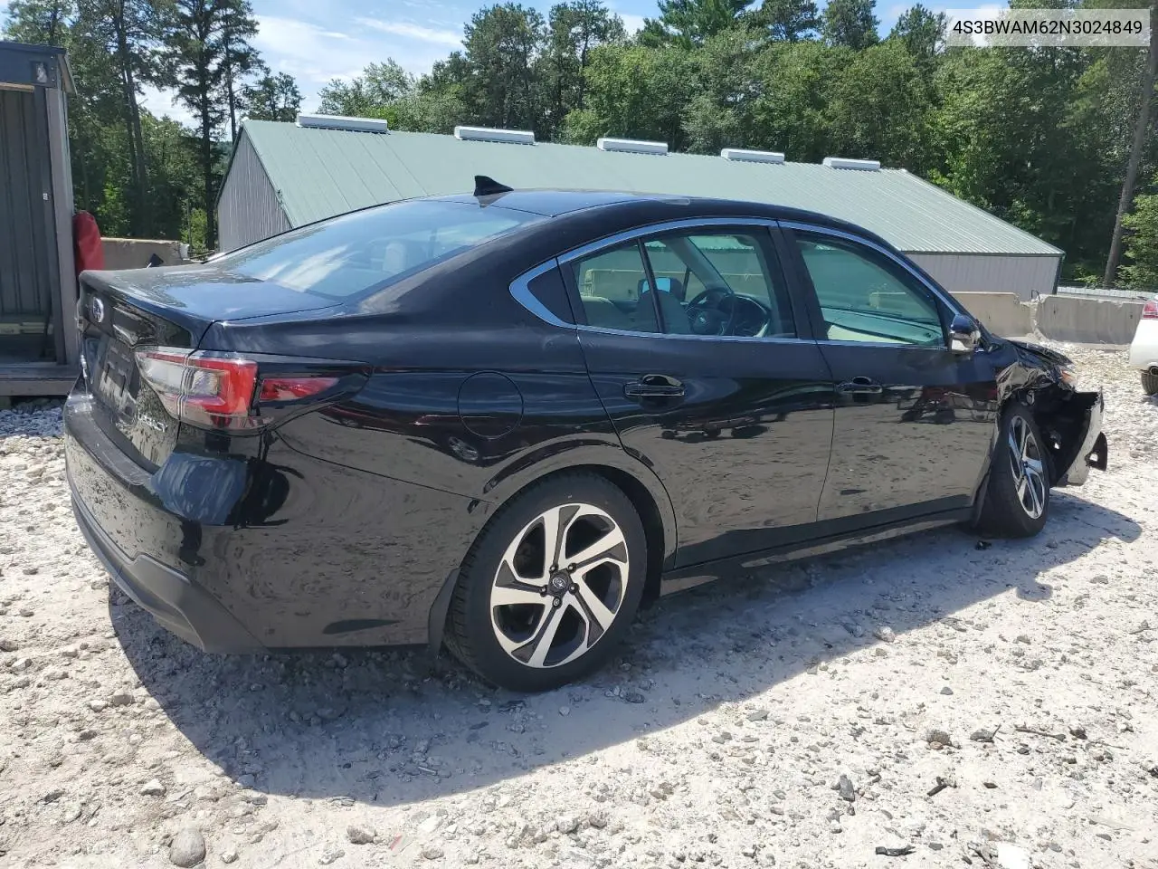 2022 Subaru Legacy Limited VIN: 4S3BWAM62N3024849 Lot: 64611925