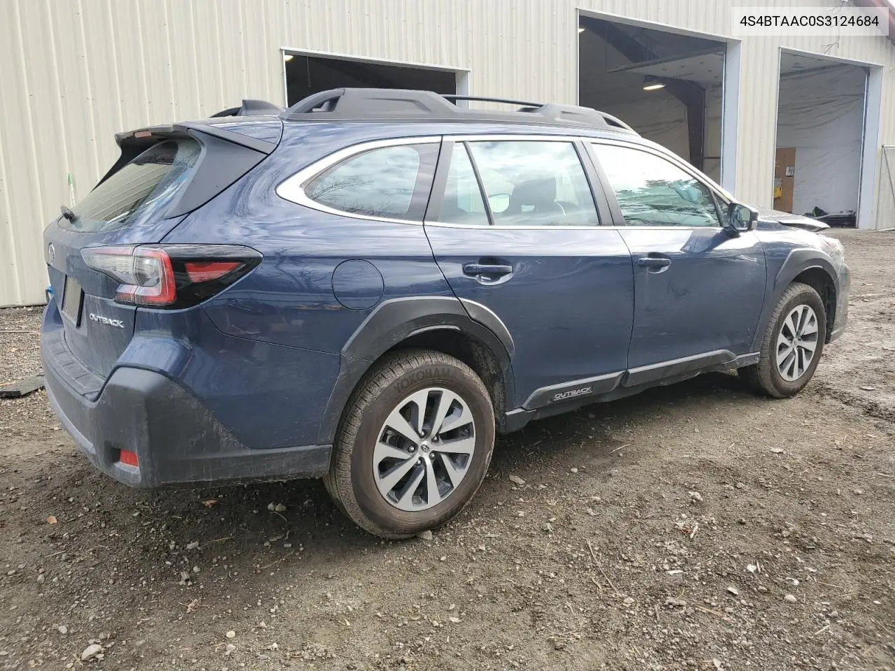 2025 Subaru Outback VIN: 4S4BTAAC0S3124684 Lot: 79287544