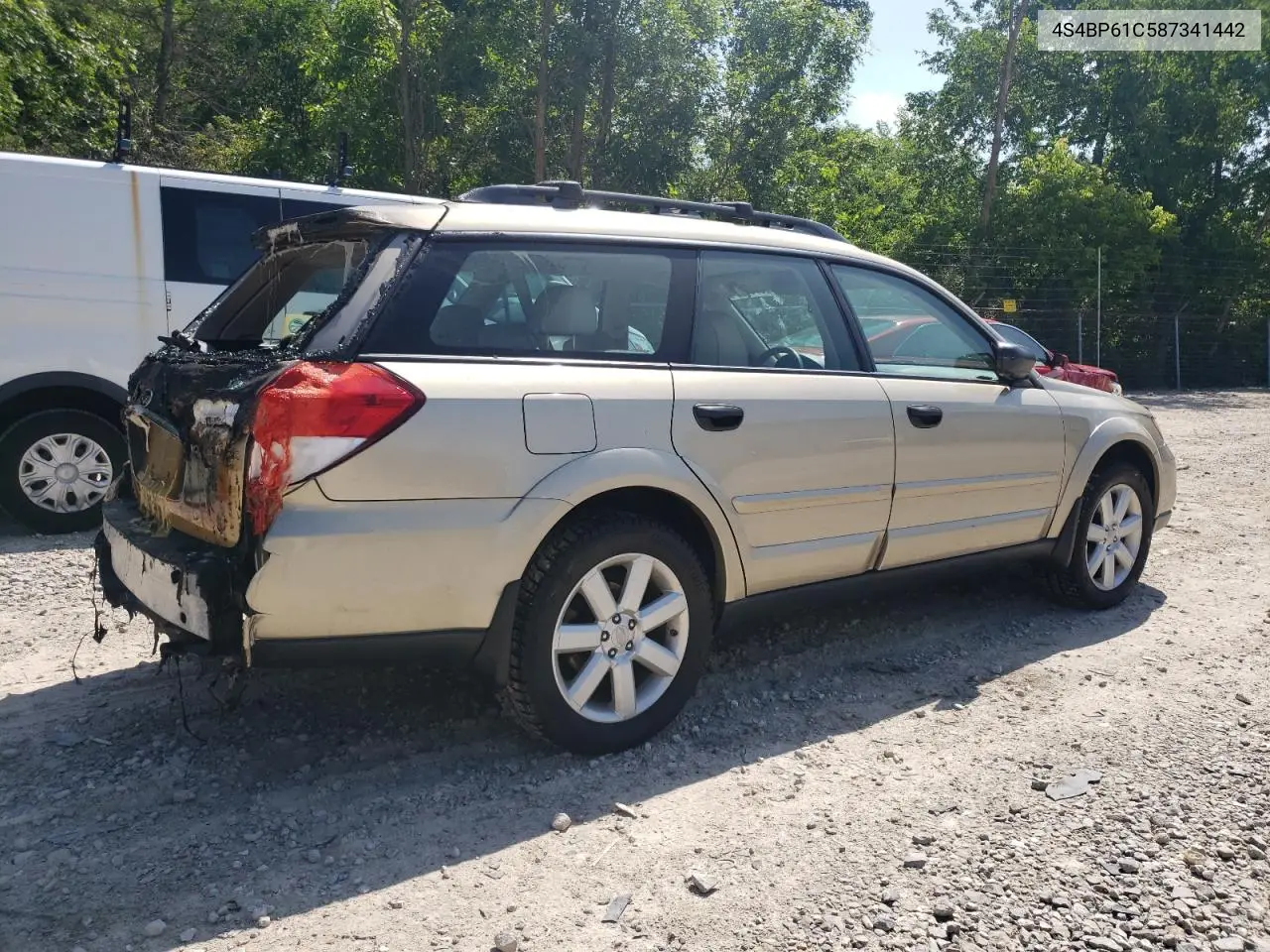2008 Subaru Outback 2.5I VIN: 4S4BP61C587341442 Lot: 62070945