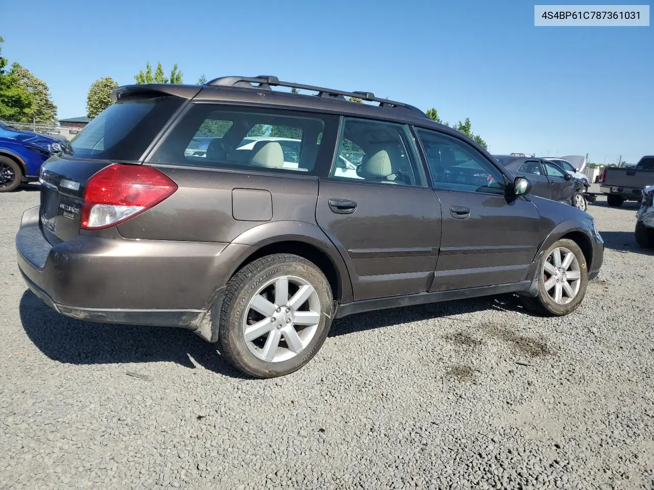 2008 Subaru Outback 2.5I VIN: 4S4BP61C787361031 Lot: 64031245