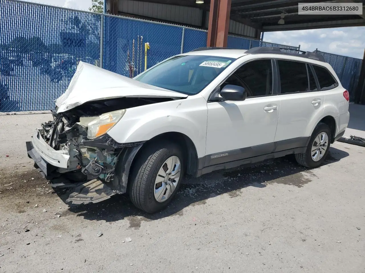 2011 Subaru Outback 2.5I VIN: 4S4BRBAC6B3312680 Lot: 58950495